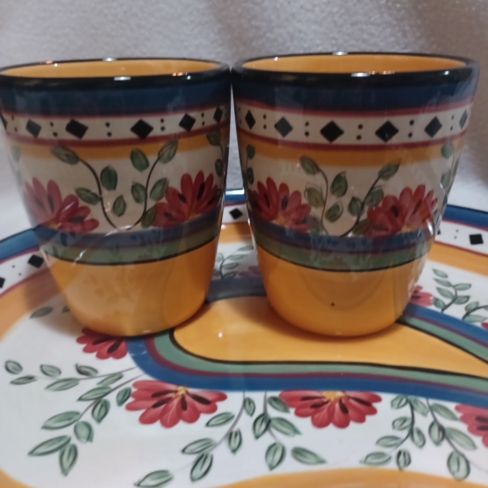Paisley Shaped Platter w/ 2 Coffee Mugs Plus One Bowl - Picture 5 of 14